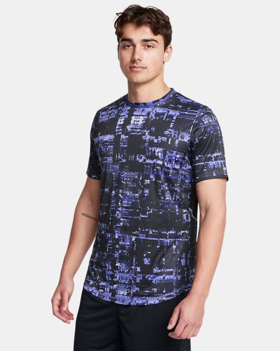 Camiseta estampada de manga corta para entrenamiento UA Challenger Pro para hombre, Purple, pdpMainDesktop image number 0